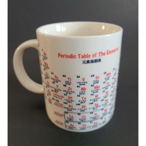 Aiwa Co, Ltd Periodic Table of the Elements Coffee Mug Cup English & Japanese
